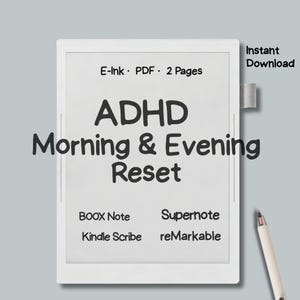 ADHD Morning & Evening Reset Set | E Ink Routine Planner for reMarkable Supernote Kindle Scribe BOOX | One Page Daily Reset Template