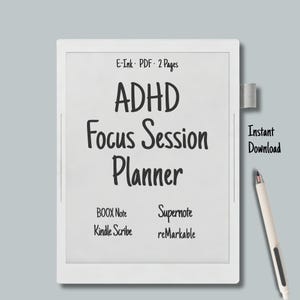 ADHD Focus Session Planner Pdf | ADHD Focus Planner & Focus Template Pdf | E-ink Planner for reMarkable, Supernote, Kindle Scribe
