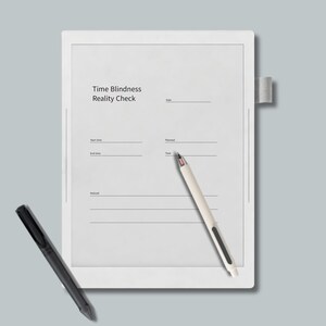 Single-page E-Ink worksheet for tracking one disappearing time block, simple start and end time awareness page for ADHD adults