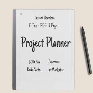 Digital Project Planner for E-Ink Tablets – Project Task Tracker and Timeline – Remarkable and Kindle Scribe Planner PDF