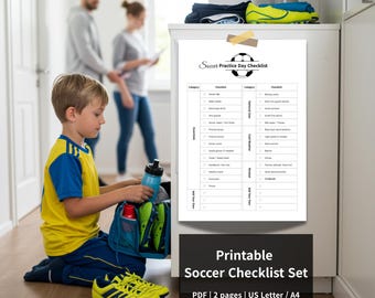 Soccer Gear Checklist Printable | Kids Soccer Packing List | Soccer Bag Checklist | Soccer Game Day Checklist | Kids Soccer Gear List