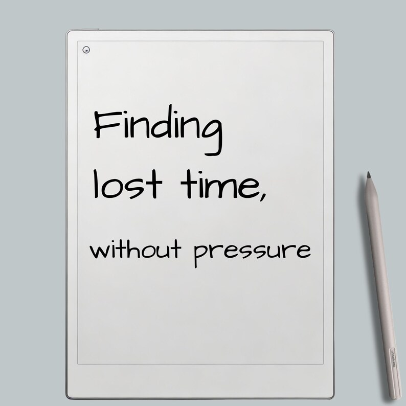 Finding lost time without pressure E-Ink planner page for ADHD and overwhelmed minds, gentle time awareness worksheet designed for distraction-free E-ink writing