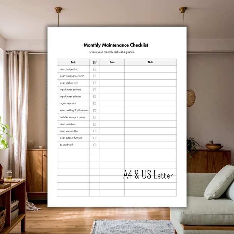 Home Maintenance Checklist Printable | Monthly & Seasonal Home Maintenance | Repair Log | New Homeowner Checklist PDF image 4
