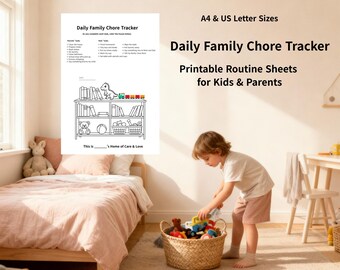 Kids Chore Chart Printable | Chore Chart for Kids | Toddler Chore Chart | Daily Weekly Chore Chart | Kids Responsibility Chart