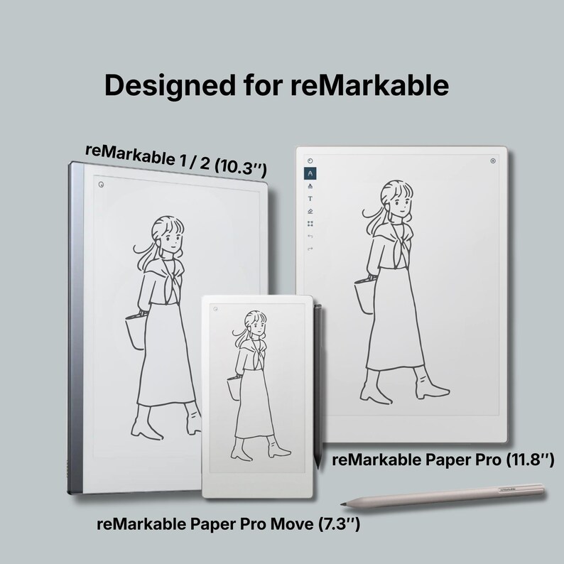 Designed for reMarkable Paper Pro and reMarkable devices, minimalist ADHD E-Ink time awareness planner with light lines