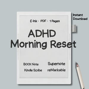 ADHDの朝のルーティンプランナー | reMarkable、Supernote、Kindle Scribe用E-Inkテンプレート | 毎日の明瞭ページ、集中力とストレス軽減のためのPDF