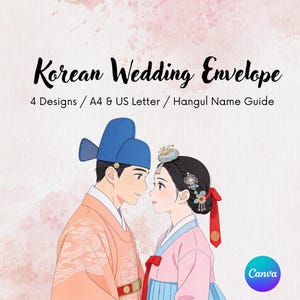 Sobre para dinero de boda coreana / Plantilla imprimible para Cheug-uigeum / Sobre de regalo editable en Canva para dinero o mensaje