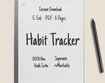 Minimal Habit Tracker for reMarkable, Supernote & Kindle Scribe | Daily Weekly Productivity Planner PDF
