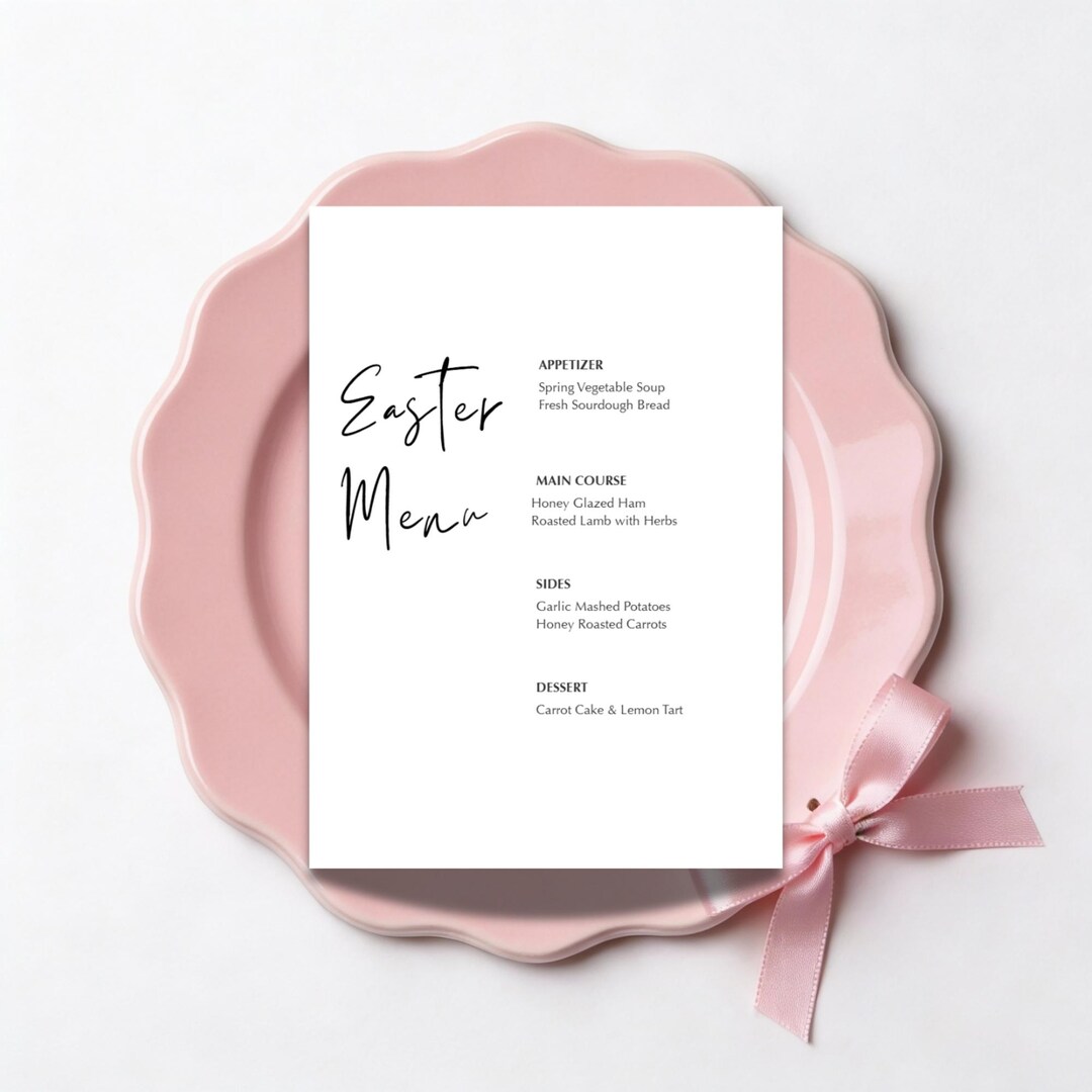 Easter Menu Template Printable, Editable Easter Brunch Dinner Menu ...