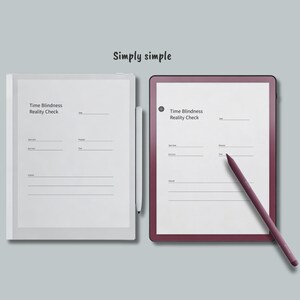 Side-by-side planned vs actual time comparison layout, ADHD time blindness reality check page for visualizing where the day went