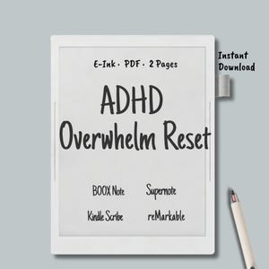ADHD Overwhelm Reset Planner | E-Ink Template for reMarkable, Supernote & Kindle Scribe | Task Breakdown Sheet, Mental Overload Clarity PDF