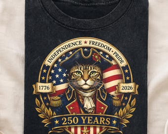 250th Anniversary Cat Shirt, Patriotic Cat 1776-2026 Shirt, American Flag Cat Shirt, Independence Day Shirt, Vintage 4th Of July Cat Shirt