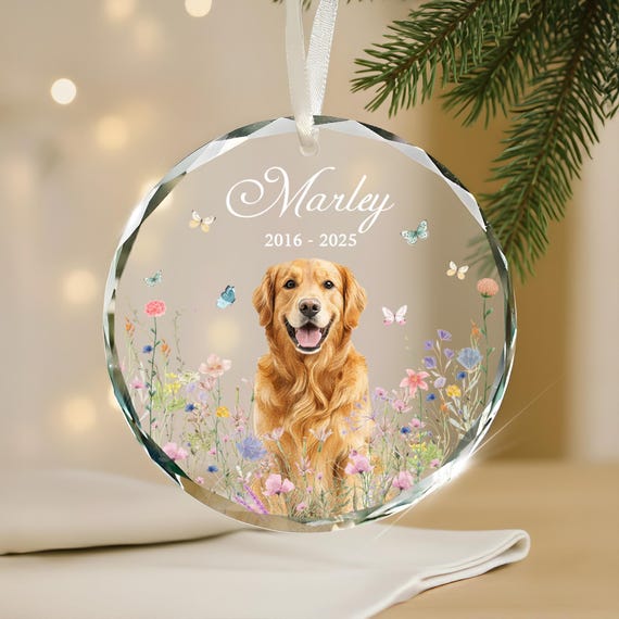 Personalized Pet Photo Christmas Bauble, Custom Dog Photo Memorial Bauble, Pet Memorial Christmas Tree Ornament, Pet Christmas Gift