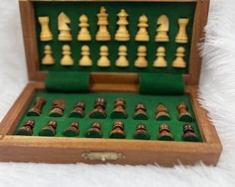 Magnetic Wooden Chess Set, Portable Travel Game & Gifting