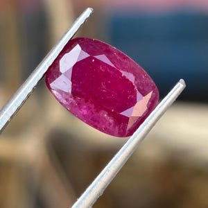 Natural pinkish Red Ruby Elongated Cushion 10.5 mm 3 Carat Unheated July Birthstone