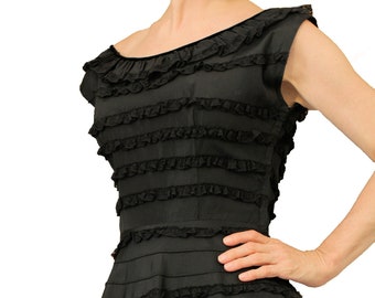 30% OFF Eligible Items - 1950's Black Taffeta and Lace Dress