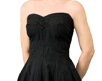 30% OFF Eligible Items - 1950s Black Taffeta Strapless Dress