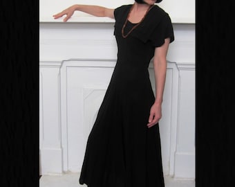 30% OFF Eligible Items - 1930s Black Crepe Gown