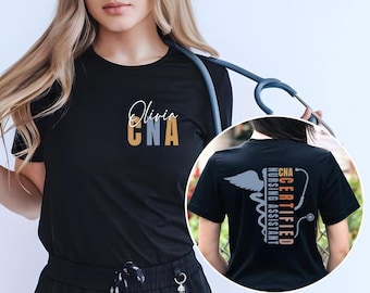 パーソナライズされた認定看護助手シャツ、CNA、認定看護助手Tシャツ、看護師への感謝、ギフト看護師シャツ、将来のCNA