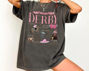 Kentucky Derby Horse Racing Graphic Tee, Vintage Style Comfort Colors Shirt