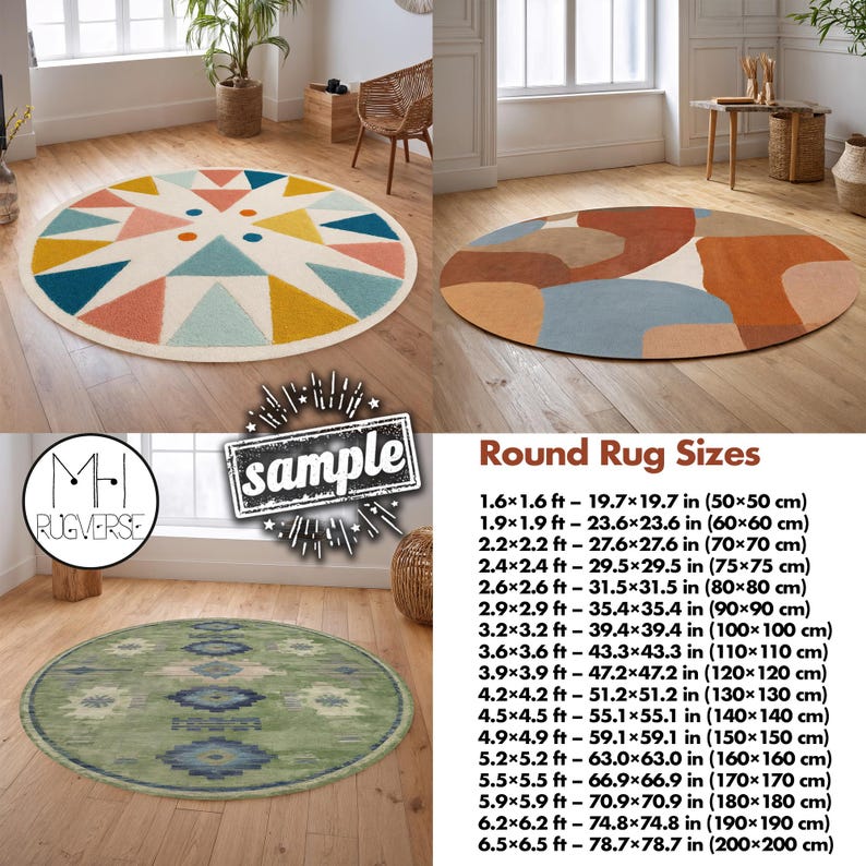 Abstract Brown and Black Round Rug, Modern Art Design Washable Rug ...