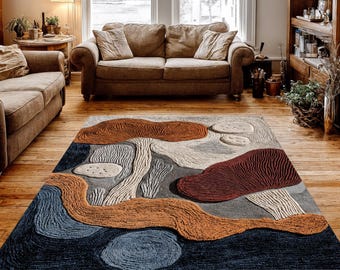 Mushroom Pattern Rug: Cottagecore Kitchen Decor, Non-Slip