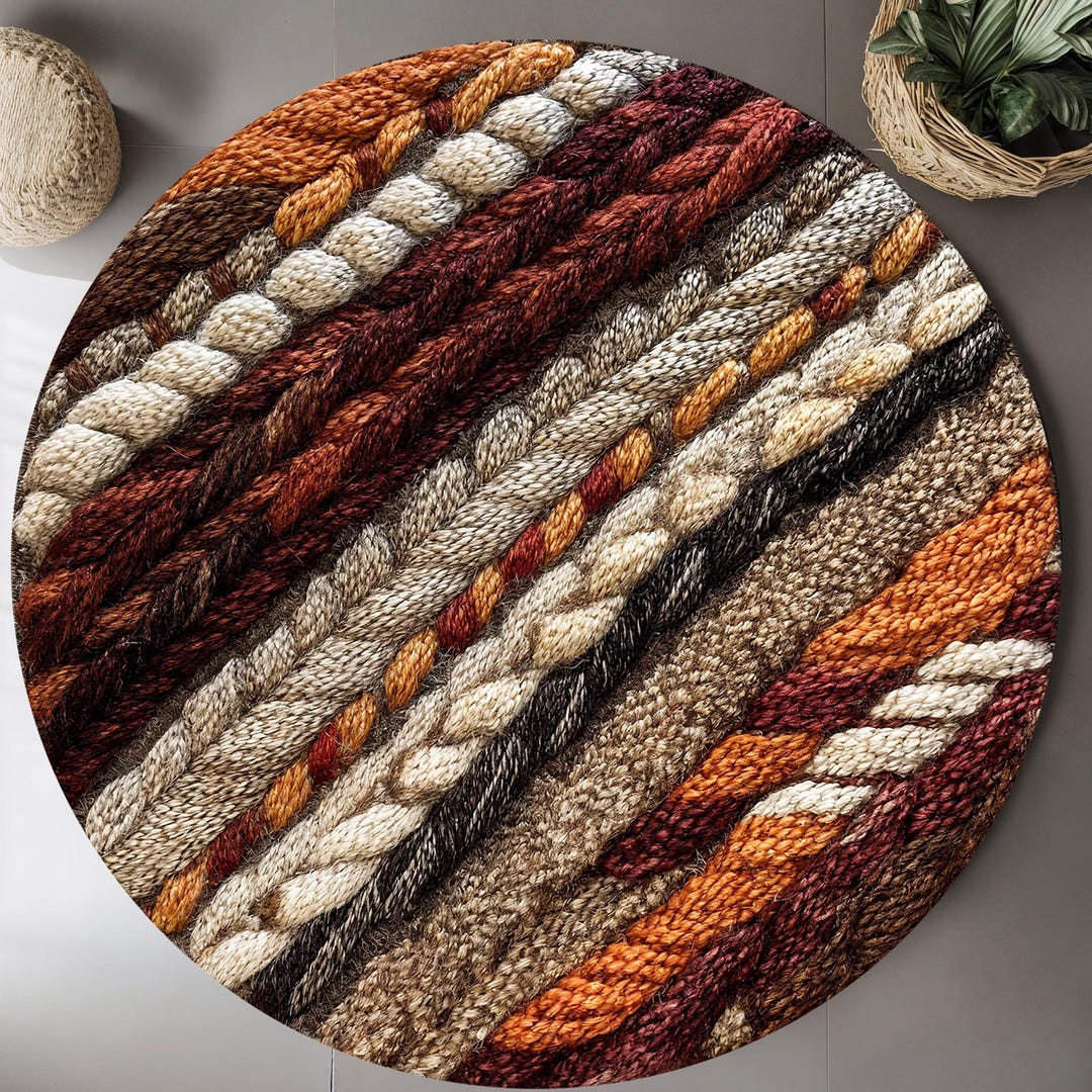 Devora Digital Rug Earth Tone Digital Rug, Cozy Brown and Beige Area Rug, Textured Striped ...