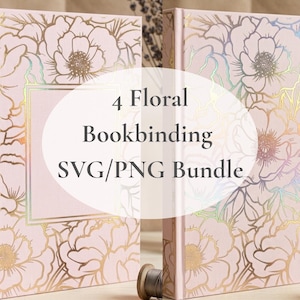Ensemble de fichiers SVG de reliure florale, 4 modèles de couvertures de livres pour Cricut et échenillage, gabarit de livre à couverture rigide, téléchargement numérique vectoriel SVG et PNG.