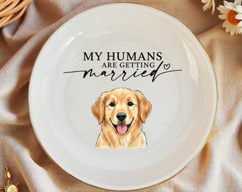 Custom Pet Portrait Ring Dish, Engagement Gift For Her, My Humans Are Getting Married, Personalized Dog Portrait Jewelry Trinket Dish