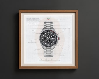 Stampa artistica dell'orologio cronografo Tag Heuer F1 – Horology Decor (download digitale)