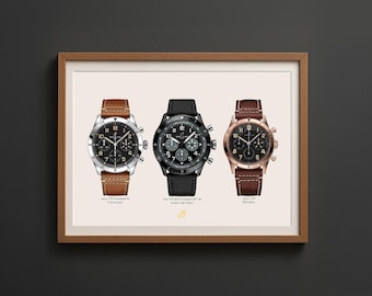 Breitling Chronograph Collection Watch Art Print – Horology Decor (Digital Download)