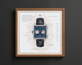 Lámina artística del reloj Tag Heuer Monoco «Calibre 11» – Horology Decor (Descarga digital)
