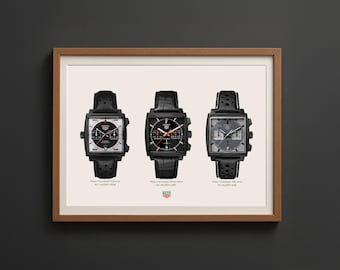 Impression d'art de montre de la collection « Dark » de Tag Heuer Monaco (téléchargement numérique)