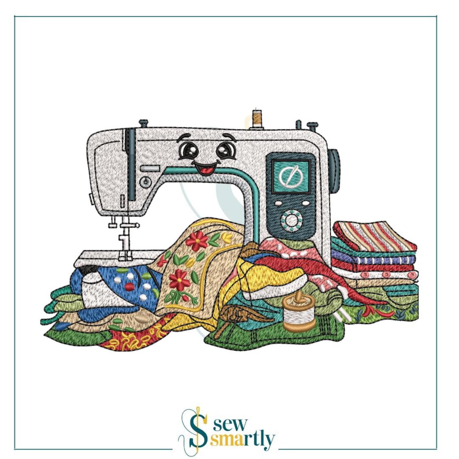 Happy Stitching Pattern Happy Stitching Embroidery Design – Sewing Machine Design - (instant ...