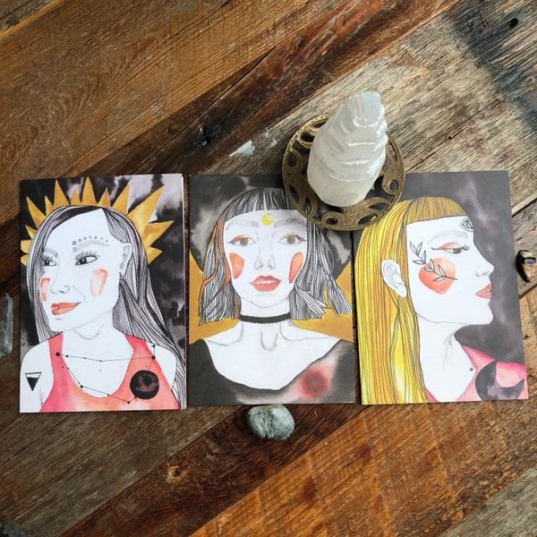 WITCH TRIO GREETINGS cards /Trio de cartes sorcières