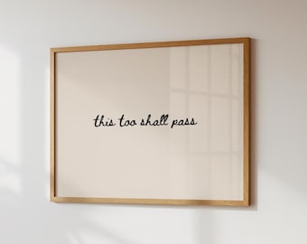 Funny Bathroom Art | “This Too Shall Pass” | Funny Bathroom Wall Art | Funny Bathroom Decor | Minimalist Typography