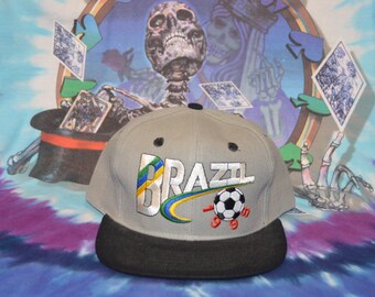 Vintage 1990s Brazil 1998 World Cup Snapback!!!  90s Soccer Hat!!!