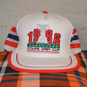 Vintage 1980&#39;s Vancouver Grey Cup Three Stripe Trucker Hat!!! 80&#39;s CFL Snapback!!!