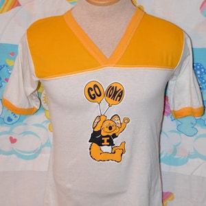 Vintage 1970s Iowa Hawkeyes Shirt!!! Thin, Soft NCAA V-Neck Tee!!!