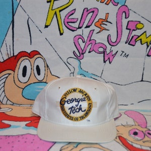 Vintage 1990 Georgia Tech sombrero de chaqueta amarilla!!! Logotipo de NCAA Circle Youngan The Game Glued Tag Snapback!!!