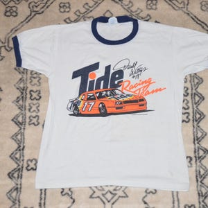Vintage 1980s Darrell Waltrip NASCAR Winston Cup Tide Racing T-shirt!!!  80s Ringer Tee!!!