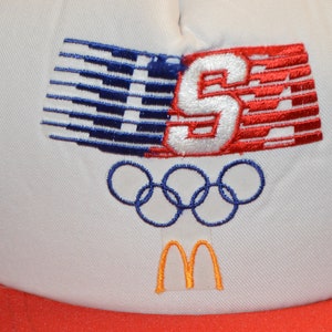 Vintage 1980's McDonalds Team USA Olympics Trucker Hat 80s Red, White and Blue Patriotic Snapback image 2