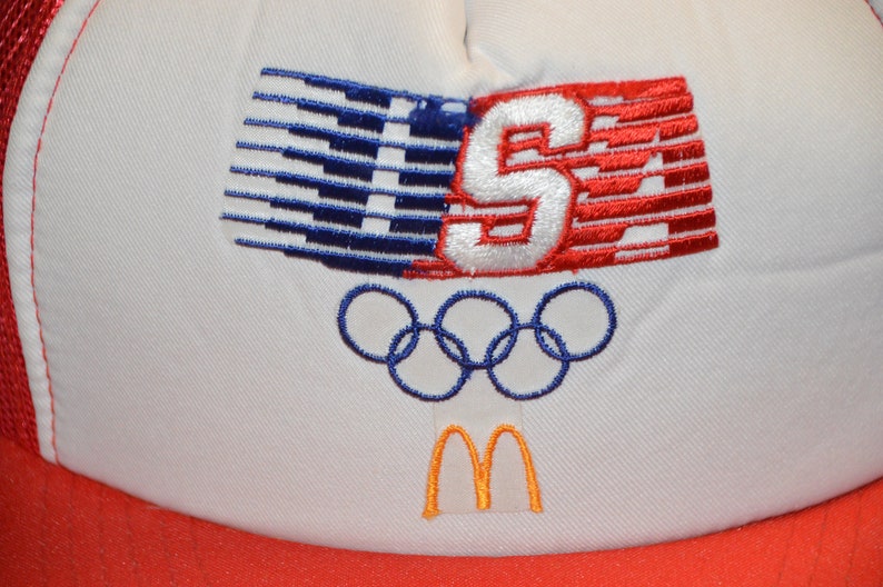 Vintage 1980's McDonalds Team USA Olympics Trucker Hat 80s Red, White and Blue Patriotic Snapback image 2