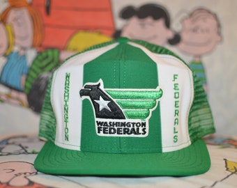 Vintage 1980s Washington Federals Snapback! 80s USFL Football AJD Lucky Stripe Trucker Hat!