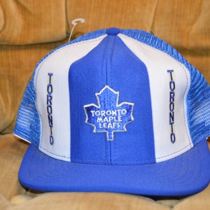 Vintage 1980&#39;s Toronto Maple Leafs AJD Lucky Stripe Trucker Hat! NHL Hockey Snapback!
