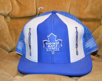 Vintage 1980's Toronto Maple Leafs AJD Lucky Stripe Trucker Hat! NHL Hockey Snapback!