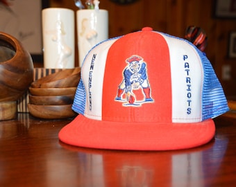 Vintage 1980s New England Patriots Snapback! 80s NFL Football NE Pats AJD Lucky Stripe Trucker Hat!