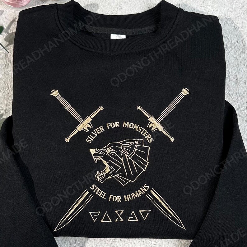 The Witcher Embroidered Sweatshirt: Silver for Monsters, Steel for Humans image 2