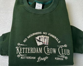 Ketterdam Crow Club Embroidered Sweatshirt, Six of Crows Crewneck, Cotton Blend Sweater