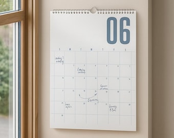 A3-wandplanner, neutraal minimaal ontwerp, Japandi maandelijkse opberger voor thuis